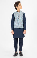 SKY BLUE PRINTED WAIST COAT