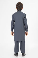 SUMMER'25 BOYS EMBROIDERED KAMEEZ SHALWAR CHARCOAL