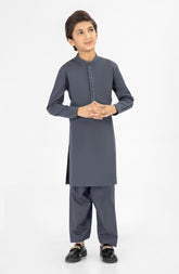 SUMMER'25 BOYS EMBROIDERED KAMEEZ SHALWAR CHARCOAL