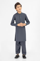SUMMER'25 BOYS EMBROIDERED KAMEEZ SHALWAR CHARCOAL