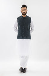 CHARCOAL EMBROIDERED SUITING WAISTCOAT