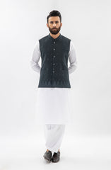 CHARCOAL EMBROIDERED SUITING WAISTCOAT