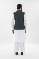 CHARCOAL EMBROIDERED SUITING WAISTCOAT