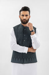 CHARCOAL EMBROIDERED SUITING WAISTCOAT