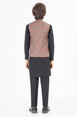 BROWN PRINTED WAIST COAT