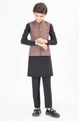 BROWN PRINTED WAIST COAT