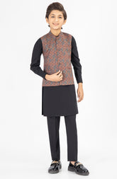 BROWN PRINTED WAIST COAT