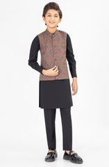 BROWN PRINTED WAIST COAT