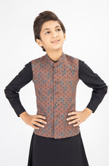 BROWN PRINTED WAIST COAT