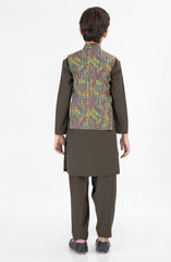 CHARCOAL PRINTED WAIST COAT