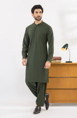 GREEN KAMEEZ SHALWAR WITH WAIST COAT