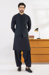 NAVY KAMEEZ SHALWAR WITH WAIST COAT