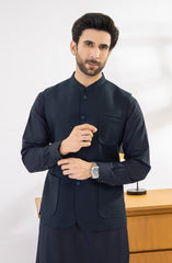 NAVY KAMEEZ SHALWAR WITH WAIST COAT
