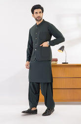 CHARCOAL KAMEEZ SHALWAR WITH WAIST COAT