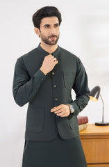 CHARCOAL KAMEEZ SHALWAR WITH WAIST COAT