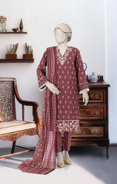 EMBROIDERED PRINTED LAWN STITCHED 3 PIECE
