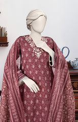 EMBROIDERED PRINTED LAWN STITCHED 3 PIECE