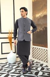 CHARCOAL BLENDED WAISTCOAT