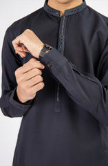 SUMMER'25 TEENS KURTA PAJAMA EMBROIDERED CHARCOAL