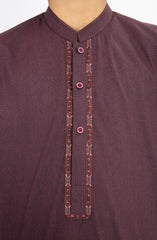 BURGUNDY EMBROIDERED KURTA PAJAMA