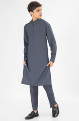 SUMMER'25 TEENS KURTA PAJAMA EMBROIDERED CHARCOAL