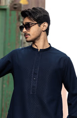 INK-BLUE BLENDED EMBROIDERED KURTA