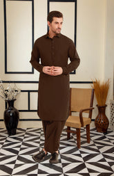 CHOCOLATE BROWN BLENDED KAMEEZ SHALWAR