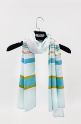 LIGHT-BLUE PRINTED VISCOSE STOLE