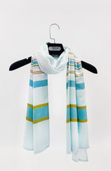 LIGHT-BLUE PRINTED VISCOSE STOLE