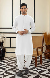 SUMMER'25 MEN KAMEEZ SHALWAR WHITE