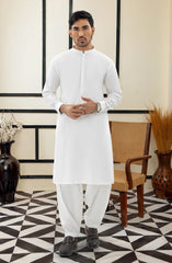SUMMER'25 MEN KAMEEZ SHALWAR WHITE