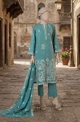 EMBROIDERED CAMBRIC STITCHED 3 PIECE