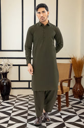 SUMMER'25 MEN KAMEEZ SHALWAR FOREST GREEN