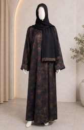 BROWN-BLACK PRINTED ABAYA