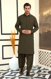 OLIVE BLENDED KAMEEZ SHALWAR