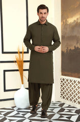 OLIVE BLENDED KAMEEZ SHALWAR
