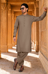 TEA BROWN CHAMBRAY KAMEEZ SHALWAR