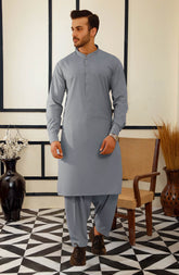 SILVER GREY BLENDED KAMEEZ SHALWAR
