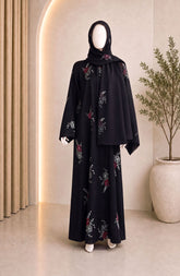 BLACK-GREEN FORMAL FESTIVE ABAYA
