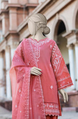 EMBROIDERED CAMBRIC STITCHED 3 PIECE