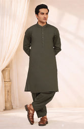 DEEP OLIVE 100% COTTON KAMEEZ SHALWAR