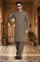 BROWN BLENDED KAMEEZ SHALWAR