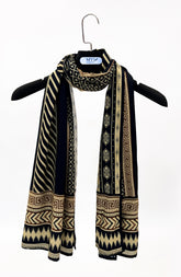 BLACK PRINTED VISCOSE STOLE