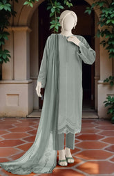 EMBROIDERED CAMBRIC STITCHED 3 PIECE