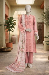 EMBROIDERED CAMBRIC 3PCS UNSTITCHED