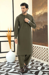 SUMMER'25 MEN KAMEEZ SHALWAR DEEP OLIVE