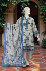 EMBROIDERED PRINTED LAWN STITCHED 3 PIECE