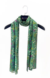 GREEN PRINTED VISCOSE STOLE
