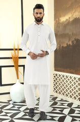 WHITE 100% COTTON KAMEEZ SHALWAR