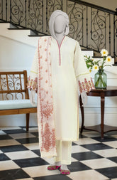 EMBROIDERED ZARI TAR STITCHED 3 PIECE